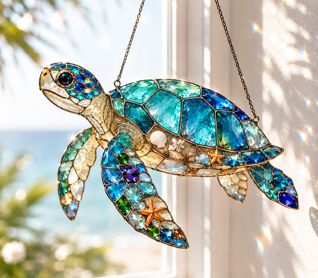 Ocean Jewel Sea Turtle 3D Glass Suncatcher