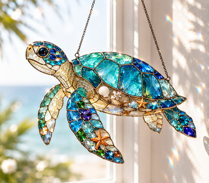 Ocean Jewel Sea Turtle 3D Glass Suncatcher