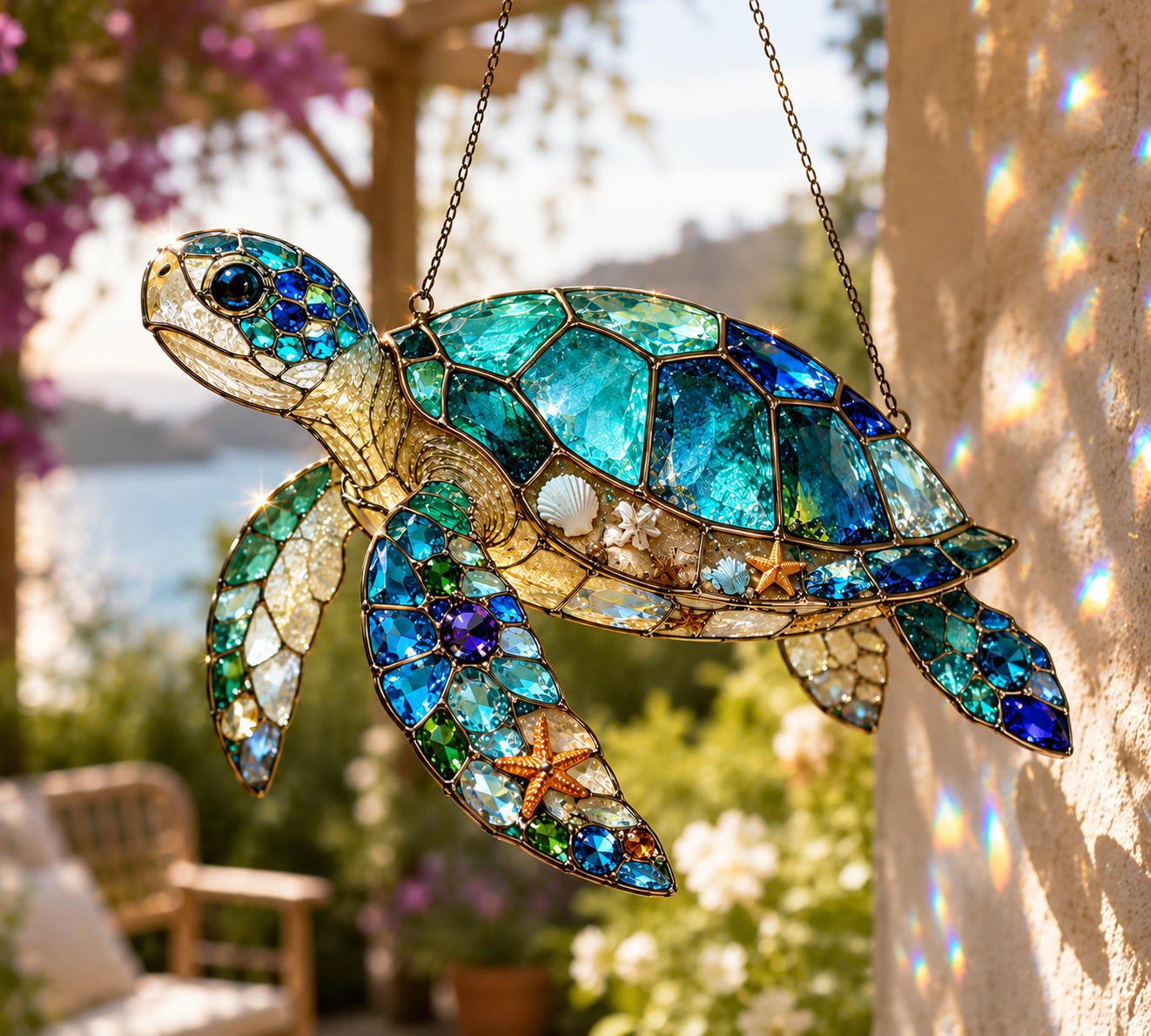 Ocean Jewel Sea Turtle 3D Glass Suncatcher