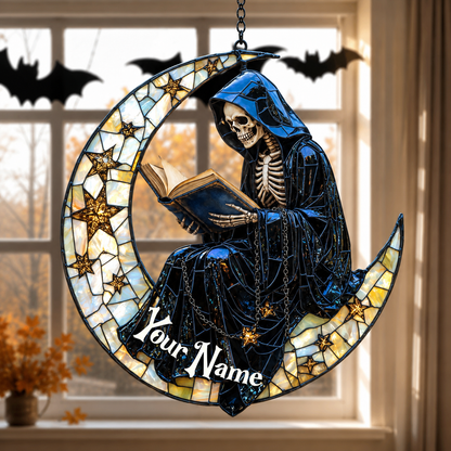 Book Lover 3D Glass Suncatcher – Personalized Lost in a Moonlit Story