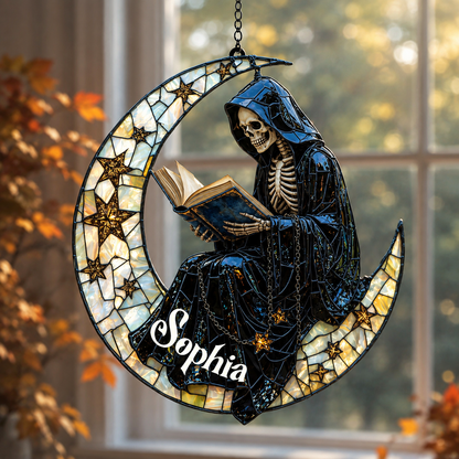 Book Lover 3D Glass Suncatcher – Personalized Lost in a Moonlit Story