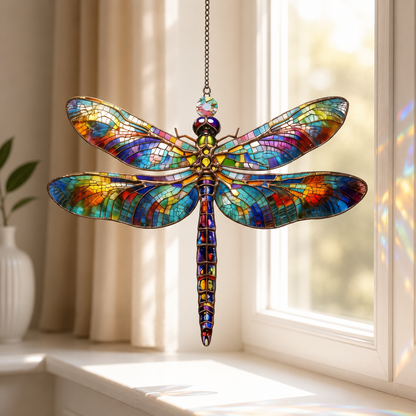 Vibrant Dragonfly 3D Glass Suncatcher