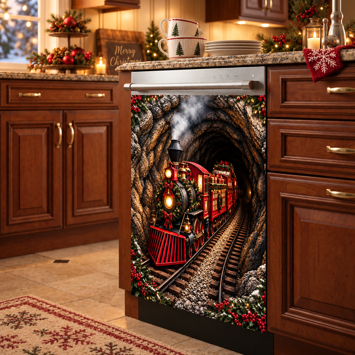 Christmas Magnetic Dishwasher Christmas Express Journey