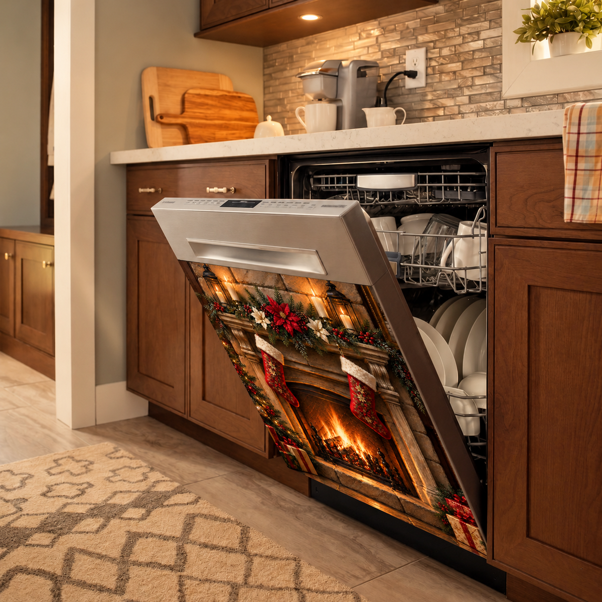 Christmas Magnetic Dishwasher A Cozy Night