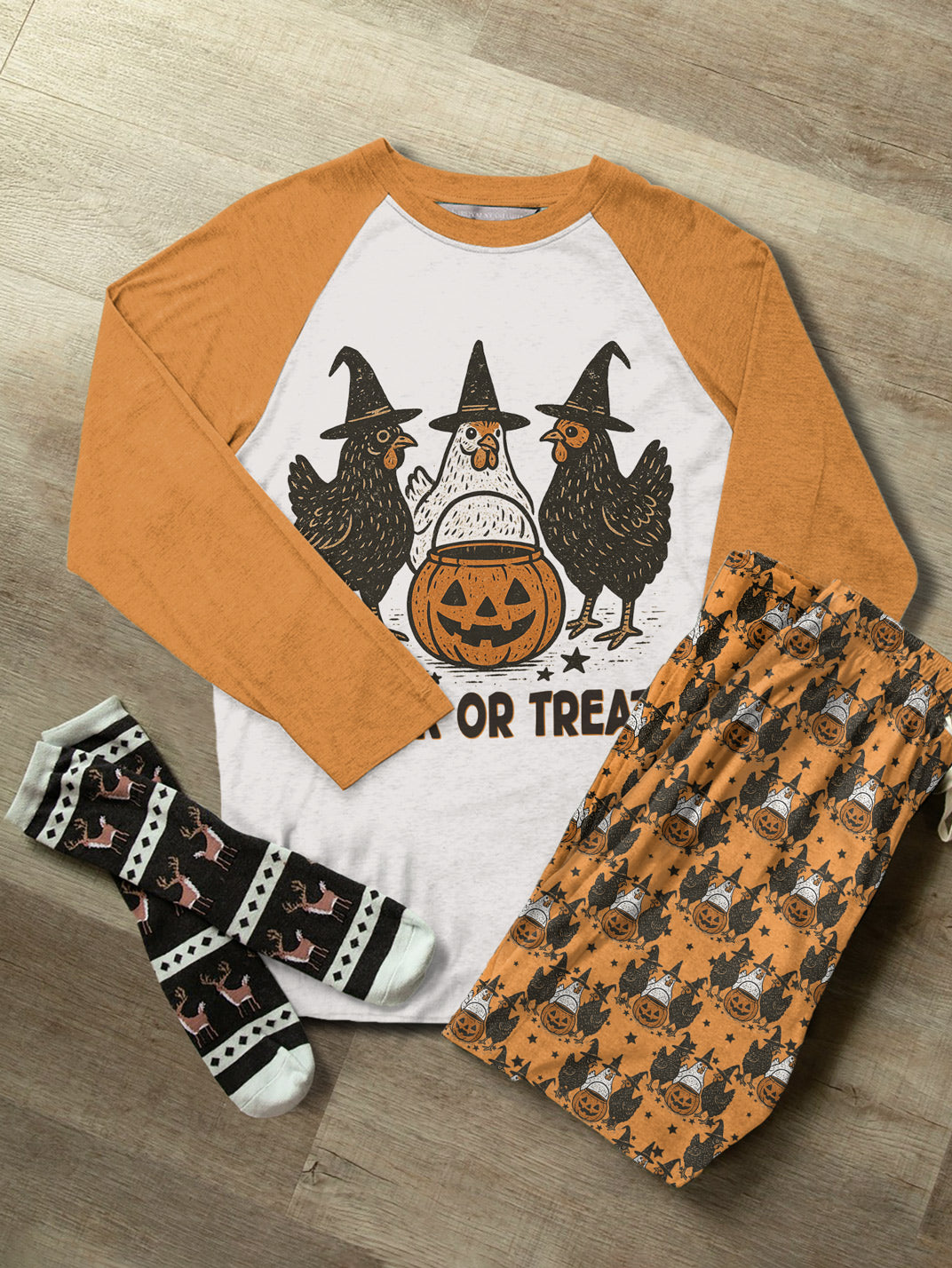 Chicken Raglan Lounge Pajamas Chick Or Treat
