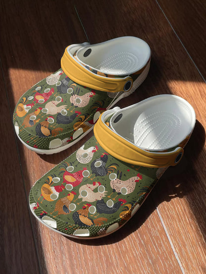 Chicken Graphic Clogs Vintage Backyard