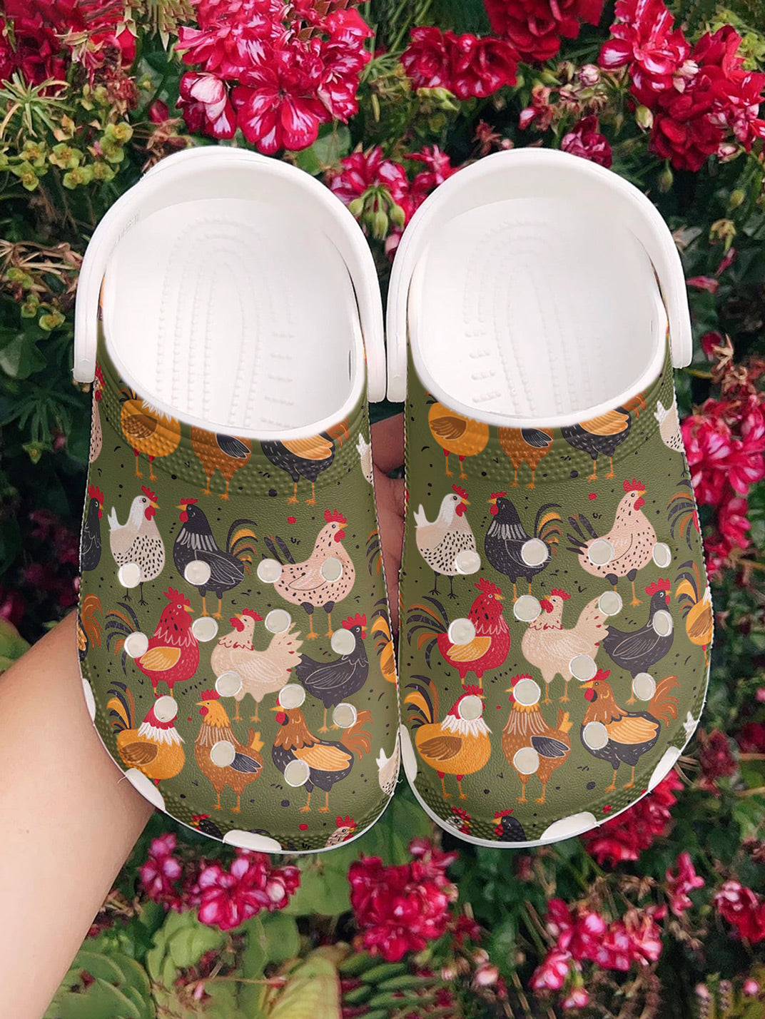 Chicken Graphic Clogs Vintage Backyard