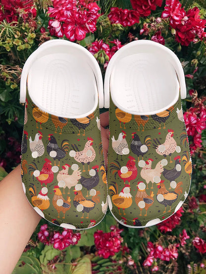 Chicken Graphic Clogs Vintage Backyard