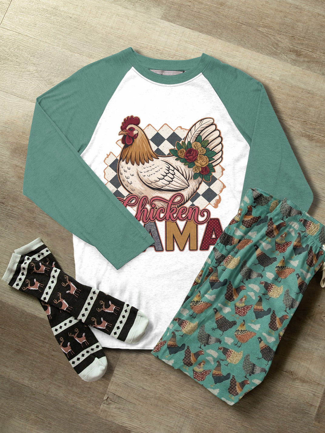 Chicken Raglan Lounge Pajamas Chicken Mama