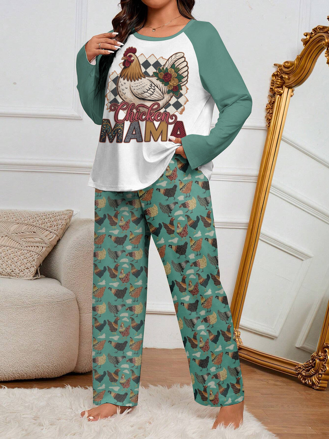 Chicken Raglan Lounge Pajamas Chicken Mama