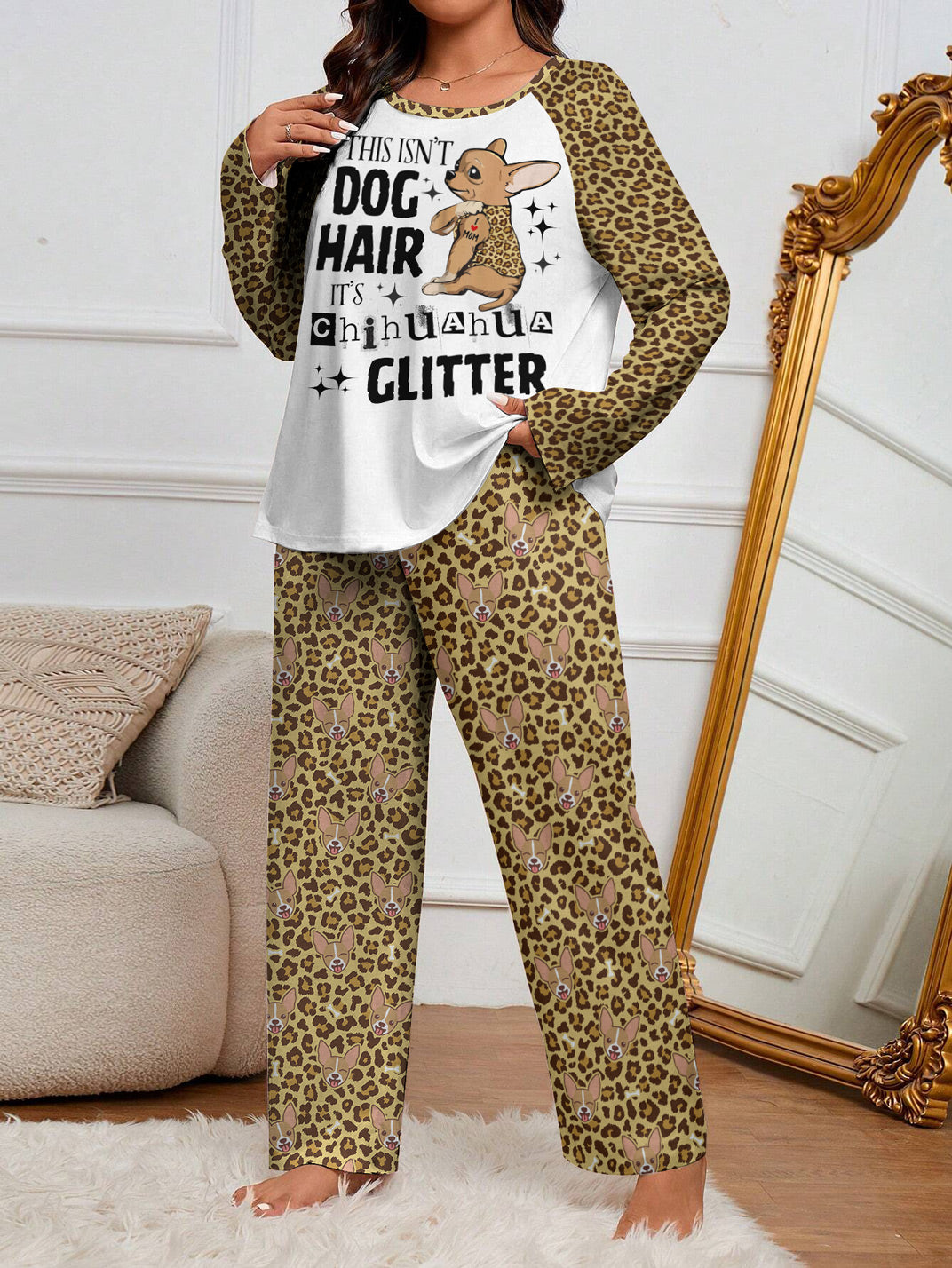 Chihuahua Raglan Lounge Pajamas It's Chihuahua Glitter