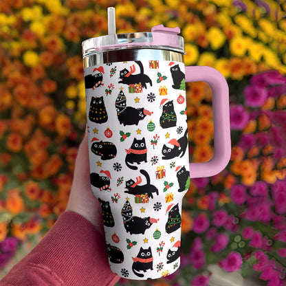 Cat Lover 40 oz Tumbler Christmas Naughty Black Cats