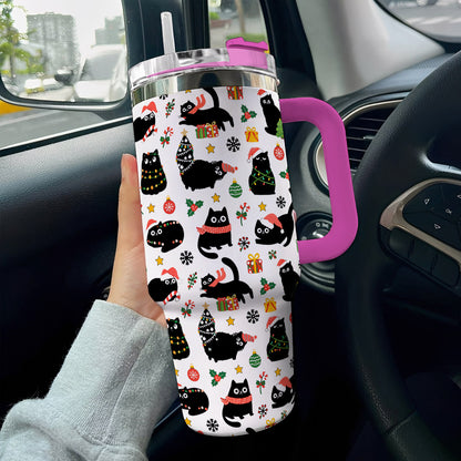 Cat Lover 40 oz Tumbler Christmas Naughty Black Cats