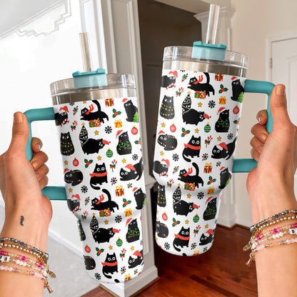Cat Lover 40 oz Tumbler Christmas Naughty Black Cats