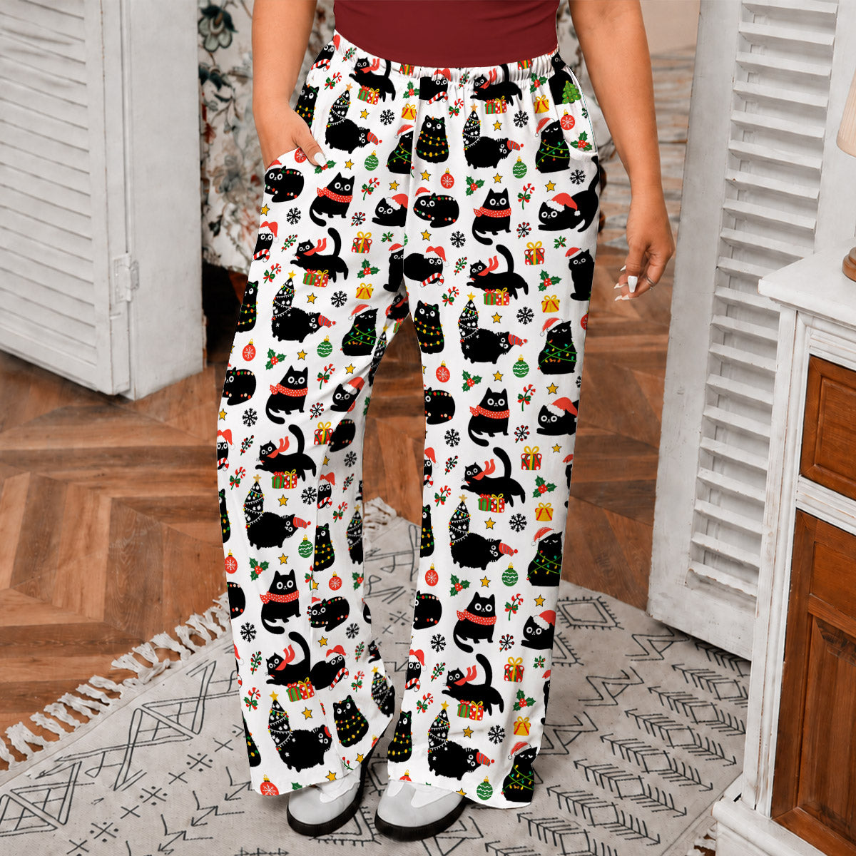 Cat Lover Lounge Pants Christmas Naughty Black Cats