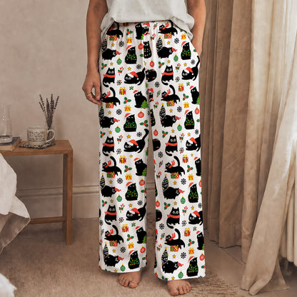 Cat Lover Lounge Pants Christmas Naughty Black Cats