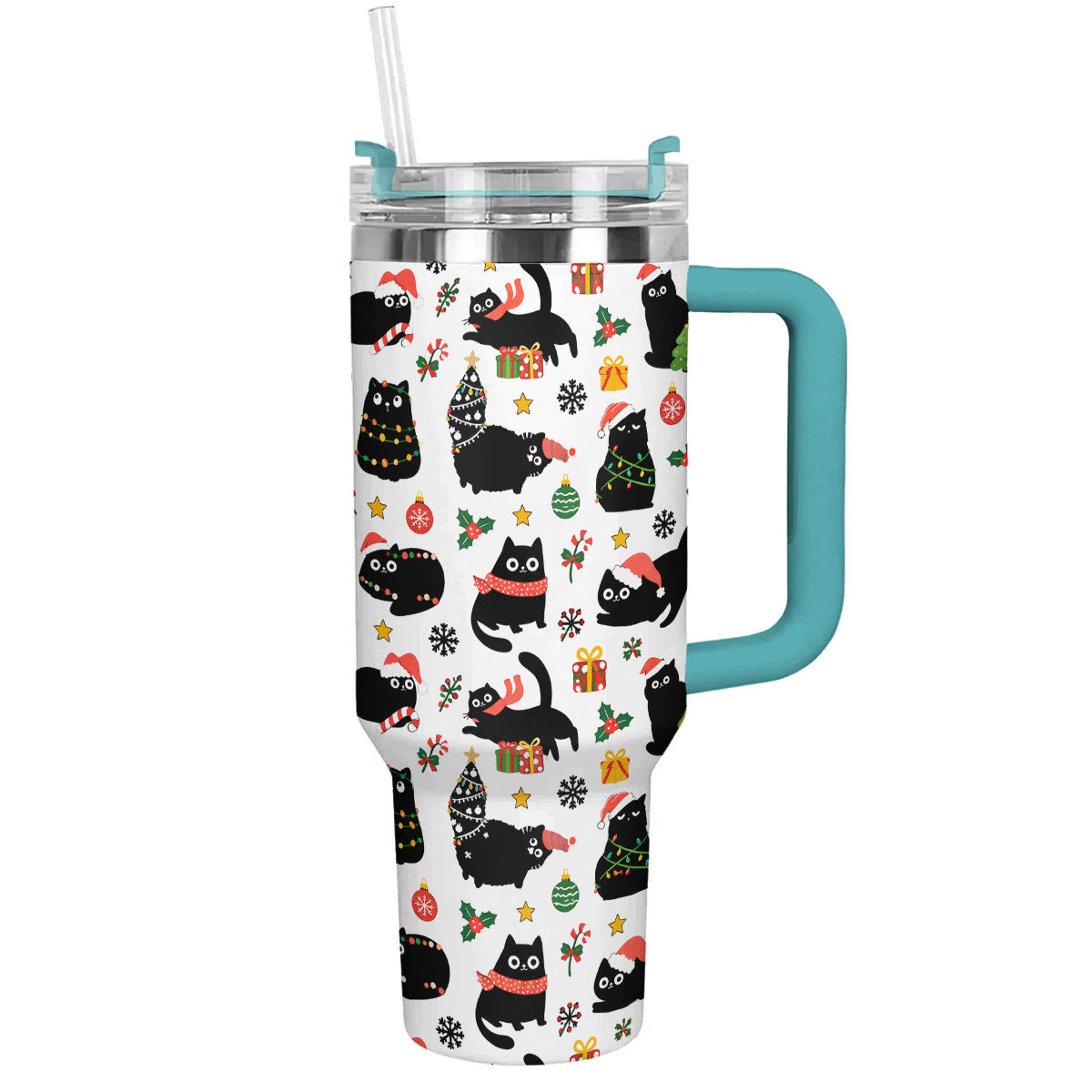 Cat Lover 40 oz Tumbler Christmas Naughty Black Cats