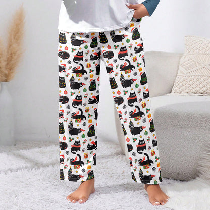 Cat Lover Lounge Pants Christmas Naughty Black Cats