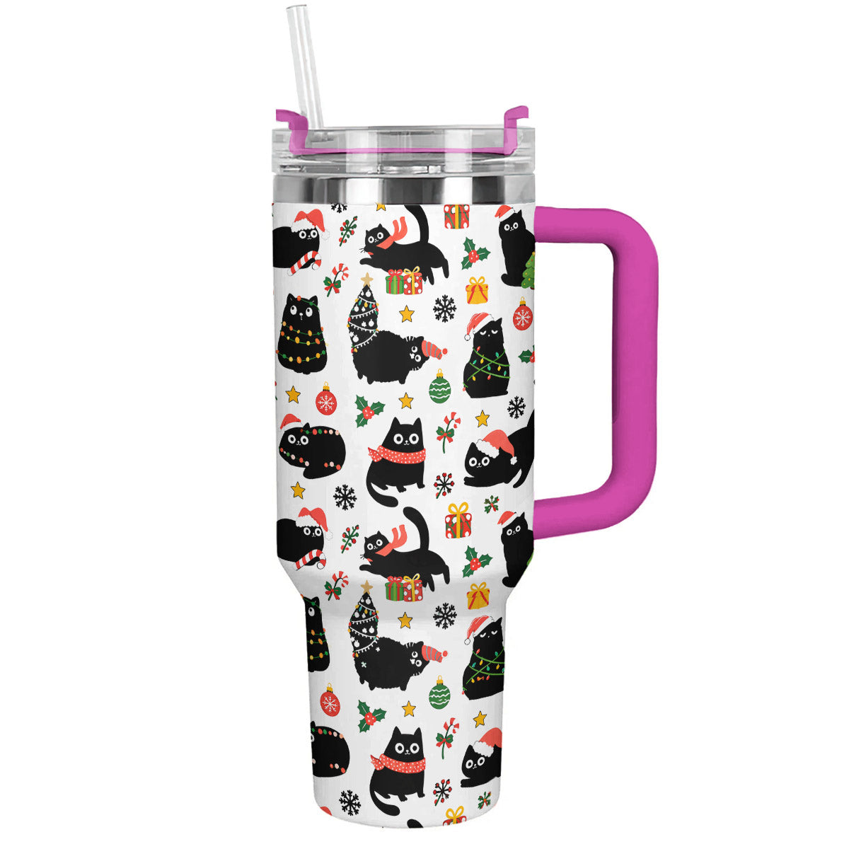 Cat Lover 40 oz Tumbler Christmas Naughty Black Cats