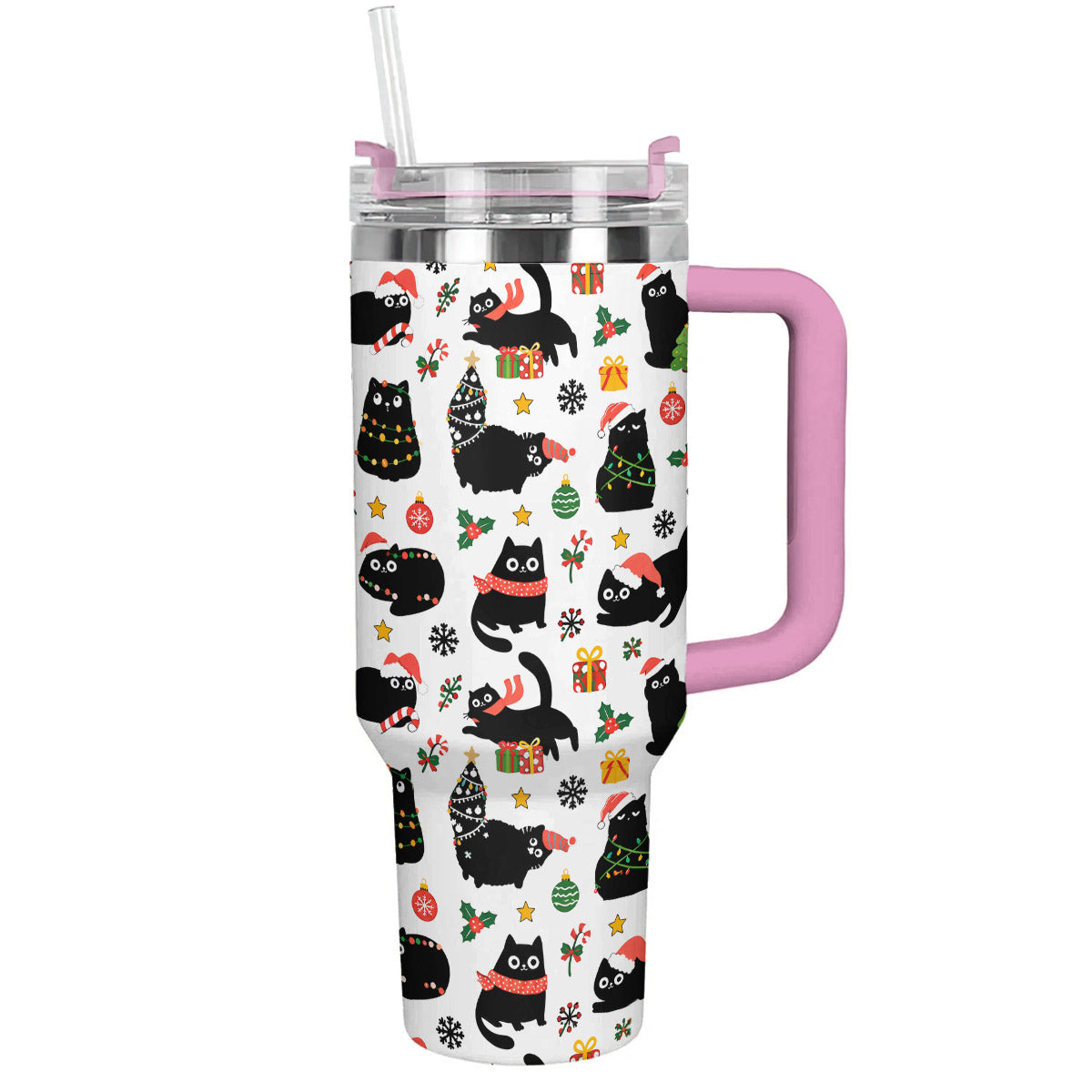 Cat Lover 40 oz Tumbler Christmas Naughty Black Cats