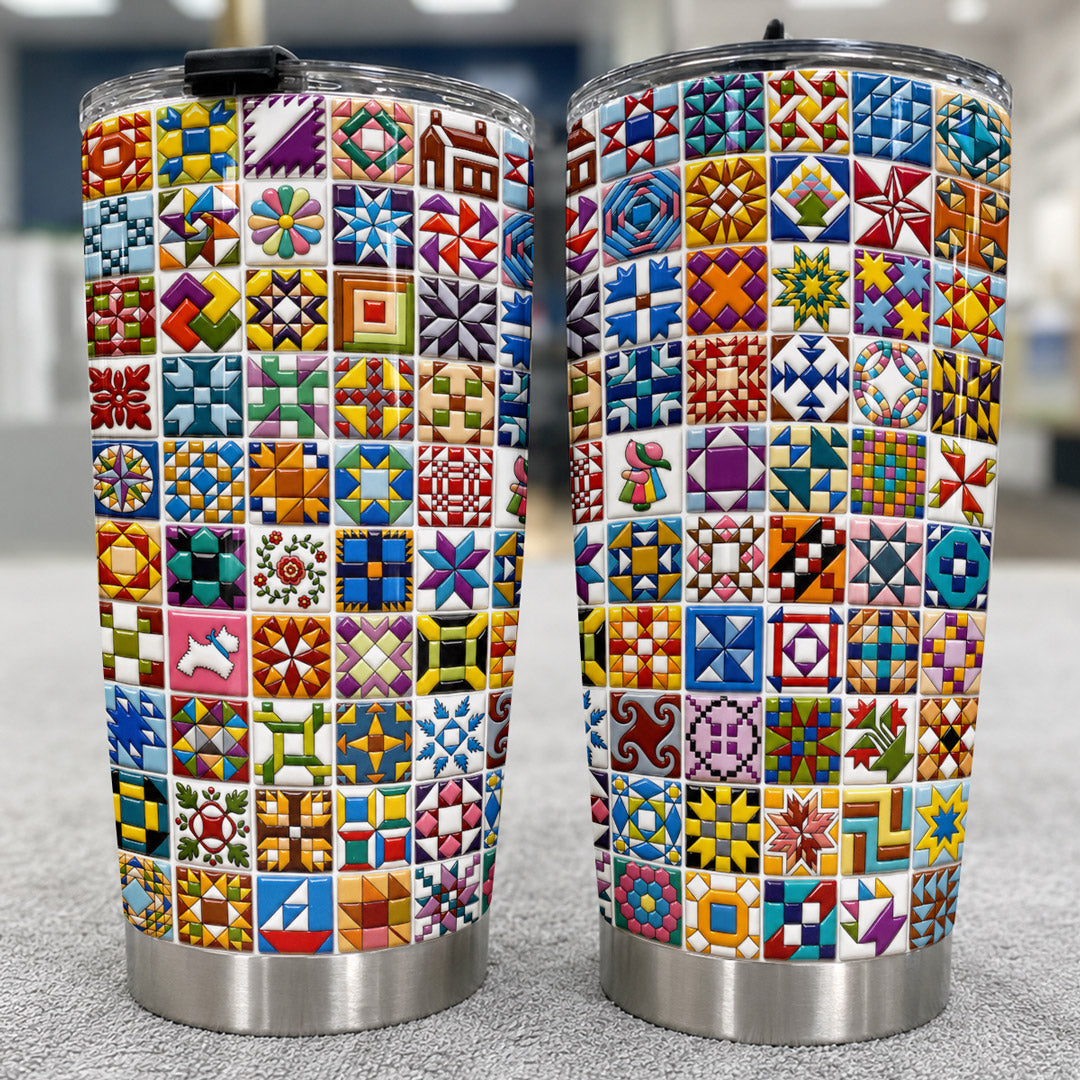 Sewing Lover 20 oz Tumbler Classic American Quilt Blocks