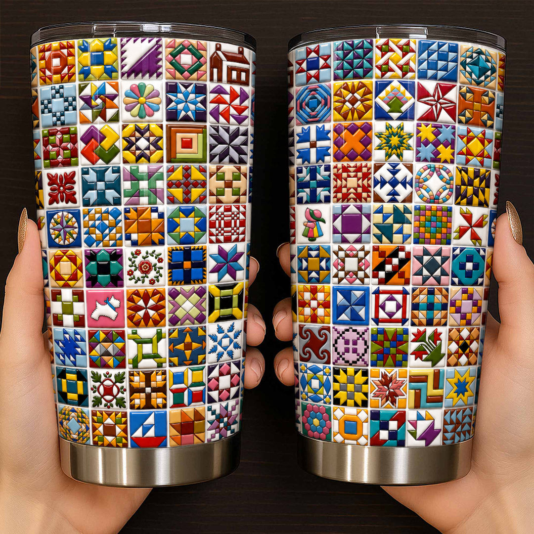 Sewing Lover 20 oz Tumbler Classic American Quilt Blocks