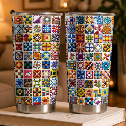 Sewing Lover 20 oz Tumbler Classic American Quilt Blocks