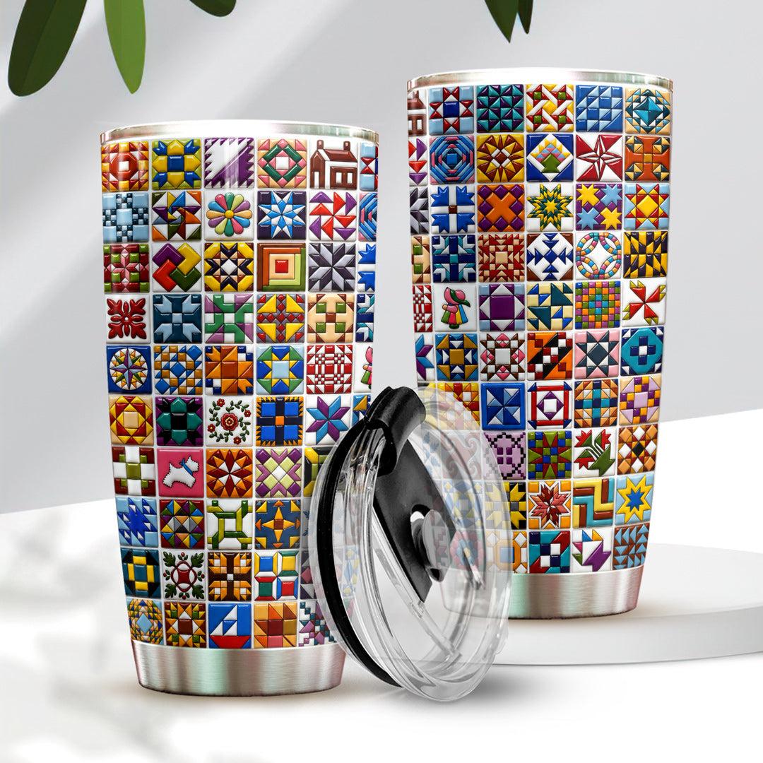 Sewing Lover 20 oz Tumbler Classic American Quilt Blocks