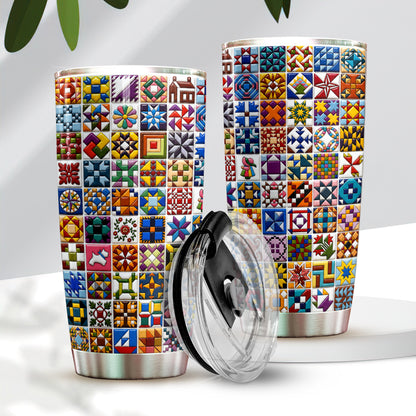 Sewing Lover 20 oz Tumbler Classic American Quilt Blocks