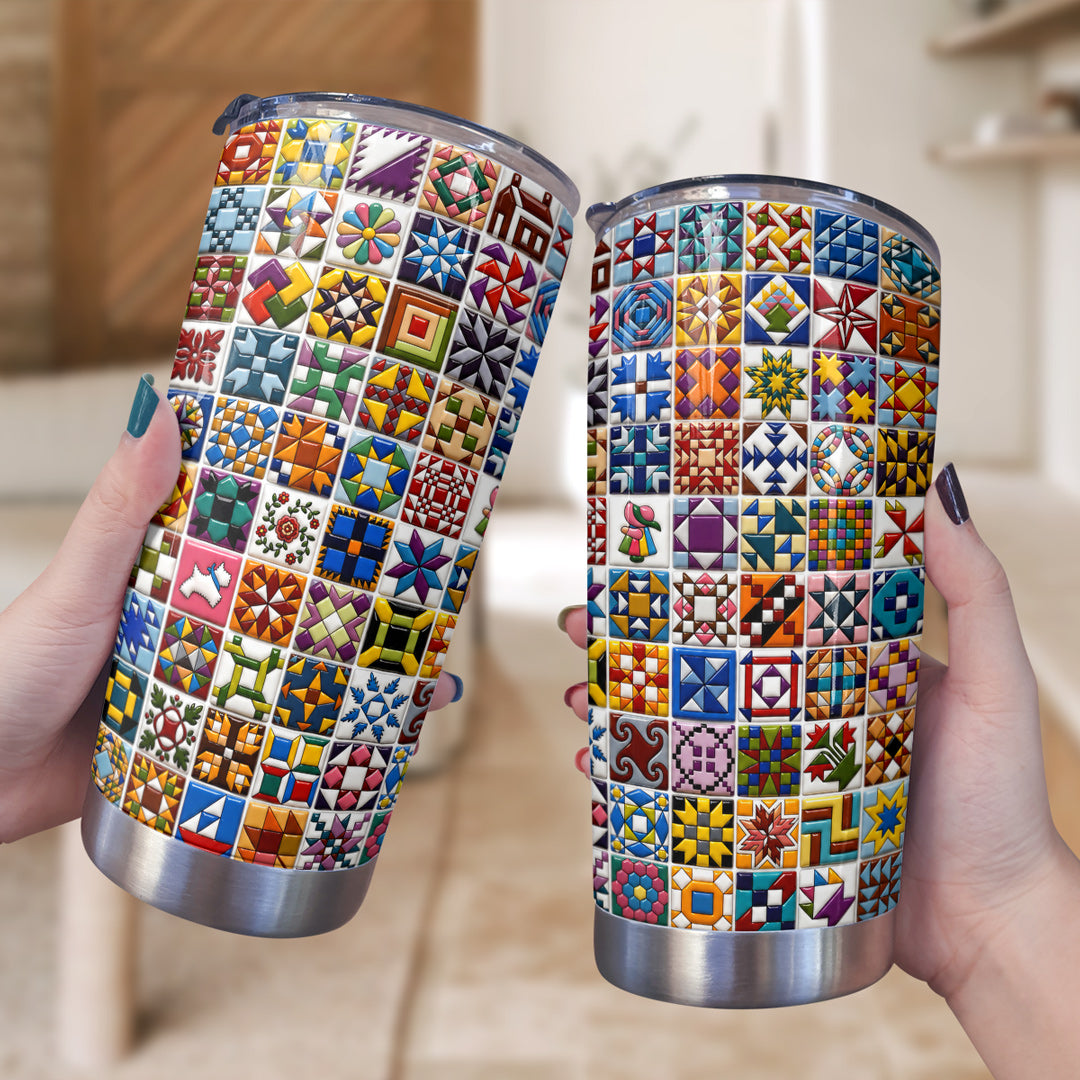 Sewing Lover 20 oz Tumbler Classic American Quilt Blocks