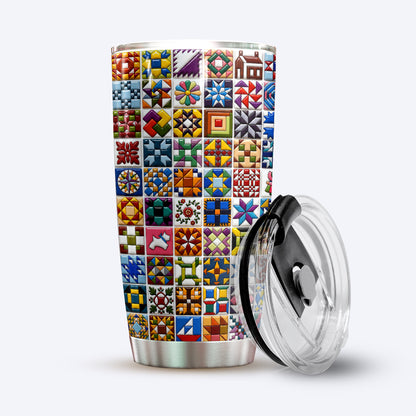 Sewing Lover 20 oz Tumbler Classic American Quilt Blocks