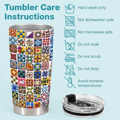Sewing Lover 20 oz Tumbler Classic American Quilt Blocks