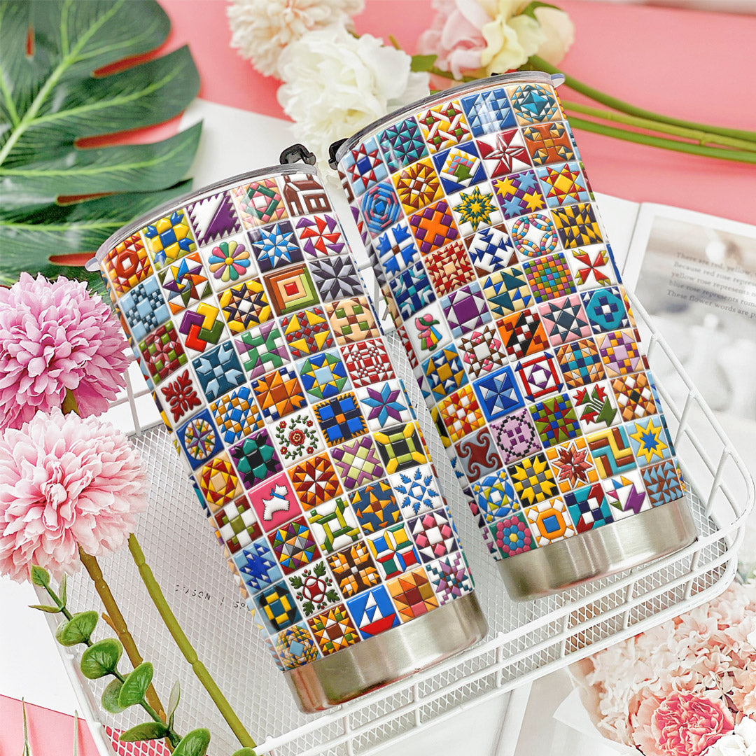 Sewing Lover 20 oz Tumbler Classic American Quilt Blocks