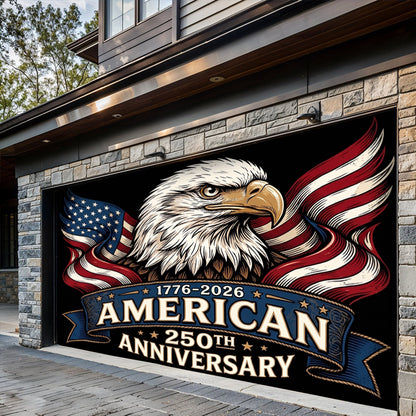 Patriotic Garage Door Banner Decoration - Classic Americana 250th Anniversary