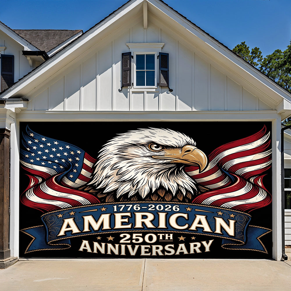 Patriotic Garage Door Banner Decoration - Classic Americana 250th Anniversary