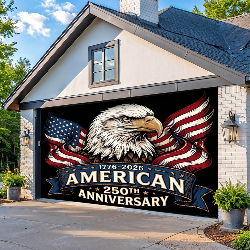 Patriotic Garage Door Banner Decoration - Classic Americana 250th Anniversary