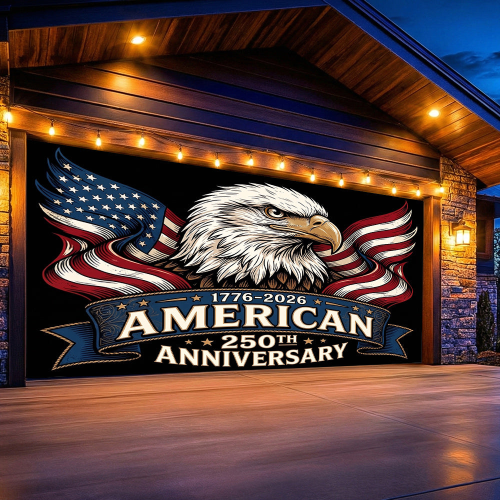 Patriotic Garage Door Banner Decoration - Classic Americana 250th Anniversary
