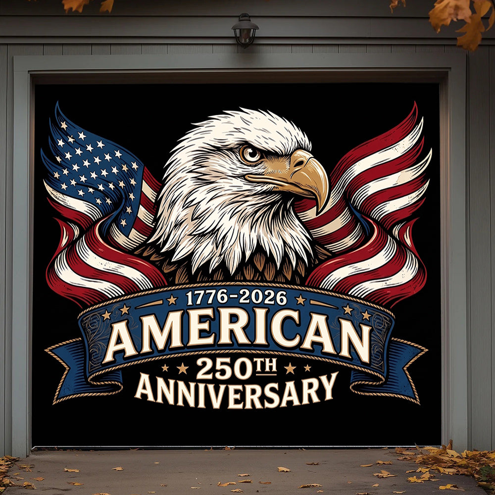 Patriotic Garage Door Banner Decoration - Classic Americana 250th Anniversary