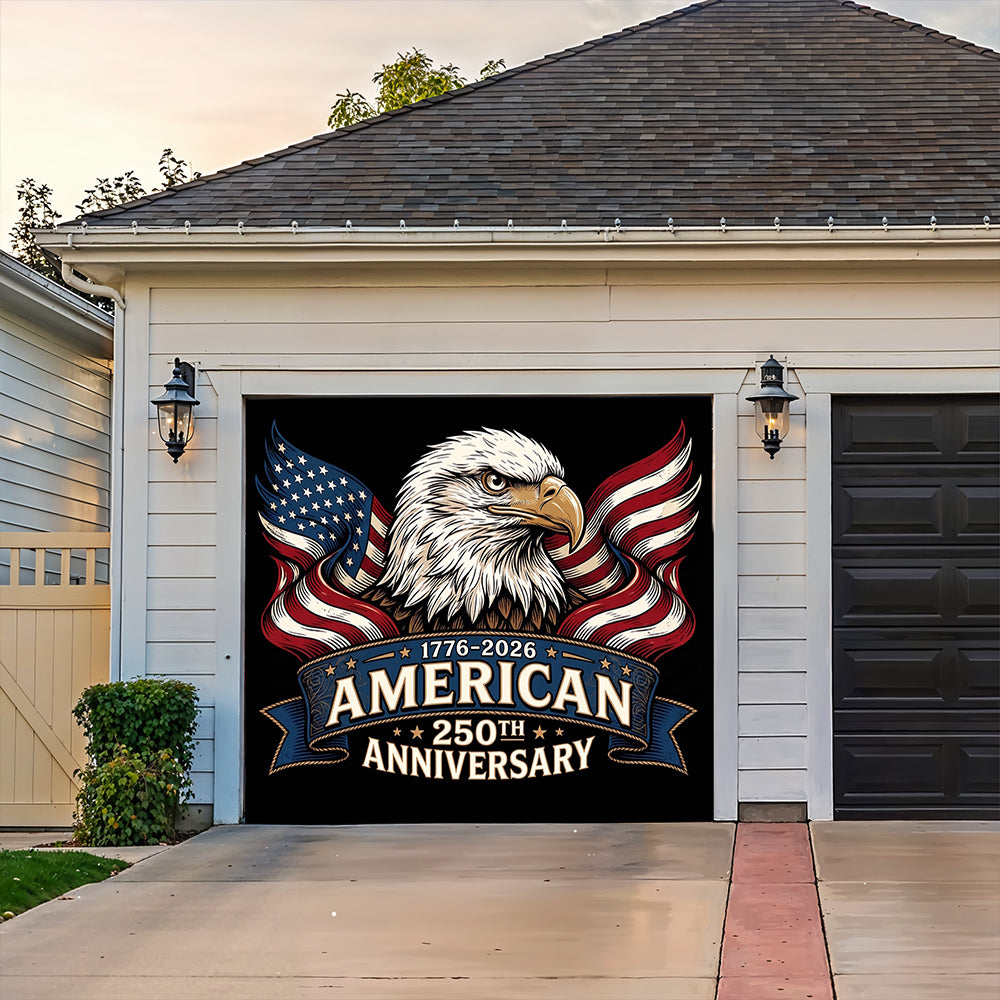 Patriotic Garage Door Banner Decoration - Classic Americana 250th Anniversary