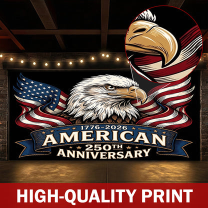 Patriotic Garage Door Banner Decoration - Classic Americana 250th Anniversary