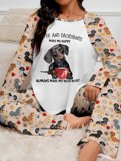 Dachshund Raglan Lounge Pajamas Coffee And Dachshunds Make Me Happy