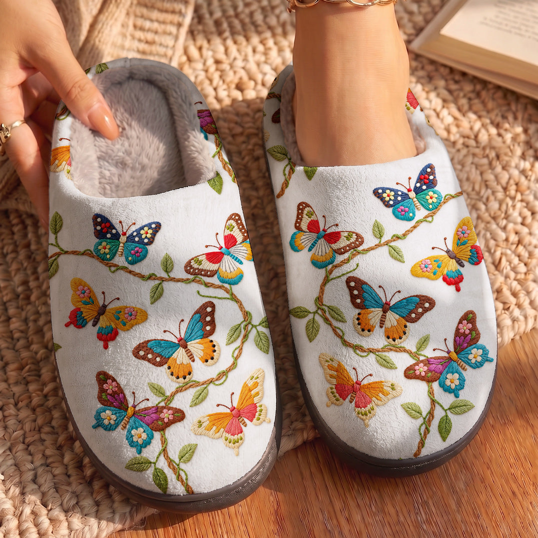 Butterfly Fleece Lined Slippers Colorful Wings
