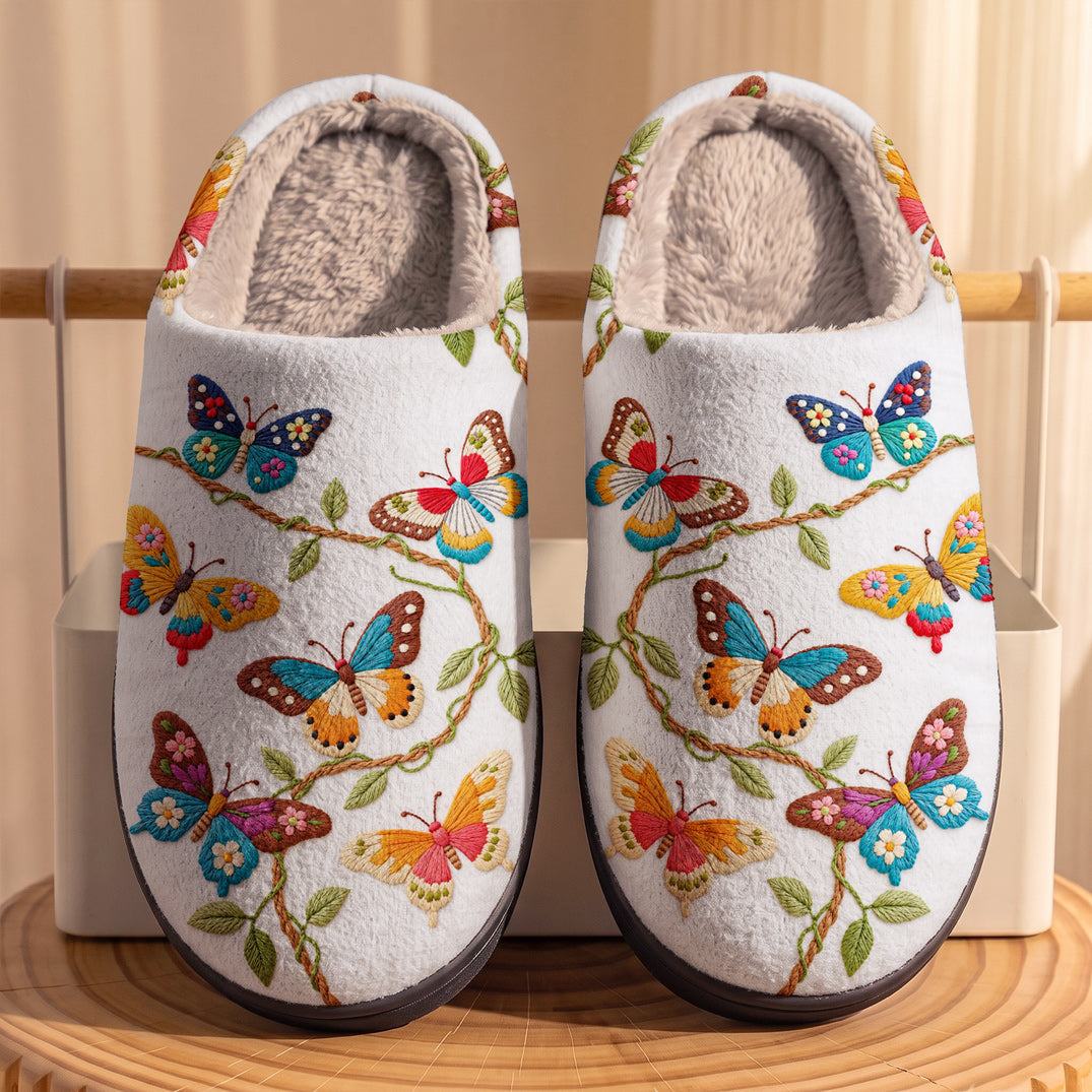Butterfly Fleece Lined Slippers Colorful Wings