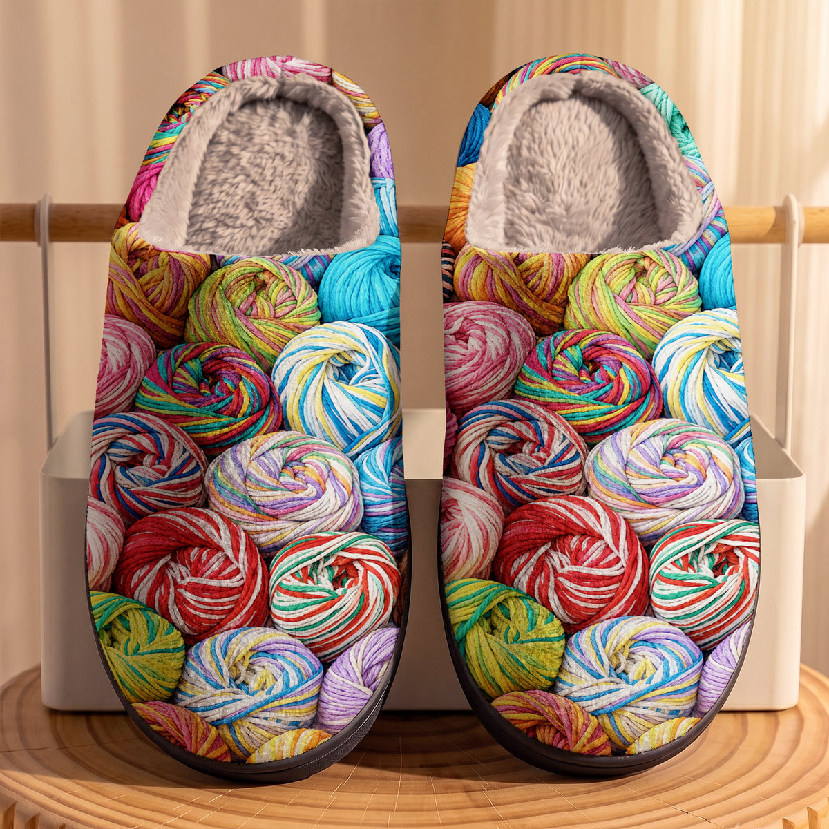 Knitting Fleece Lined Slippers Colorful Yarns