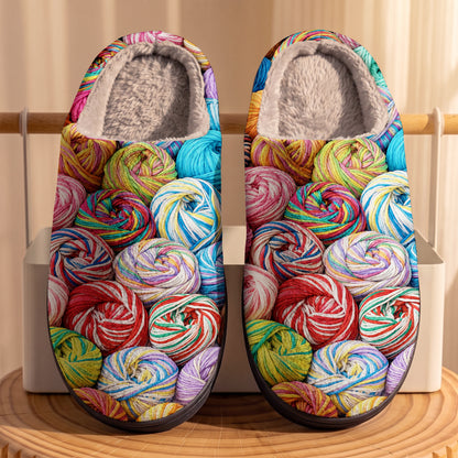 Knitting Fleece Lined Slippers Colorful Yarns