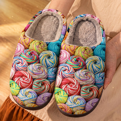 Knitting Fleece Lined Slippers Colorful Yarns