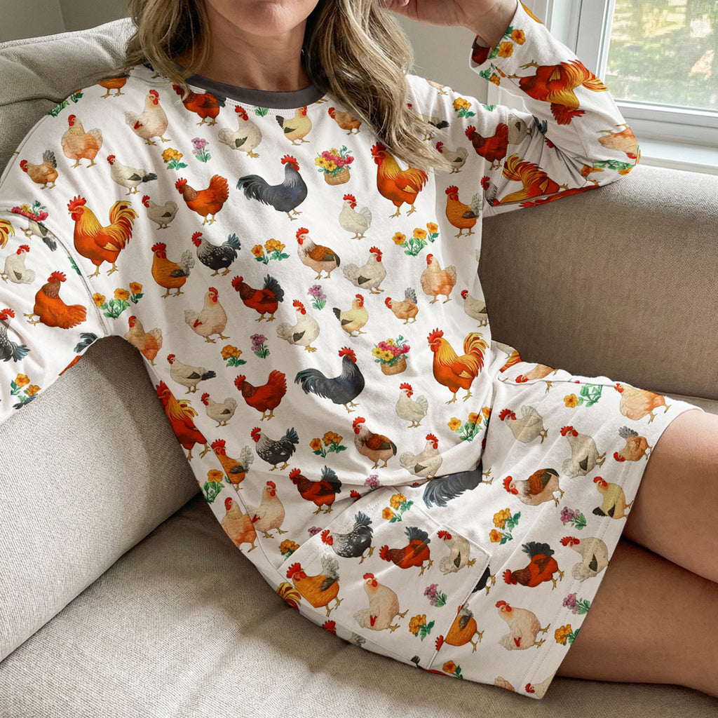 Chicken Long Sleeve Tunic Country Keepsake