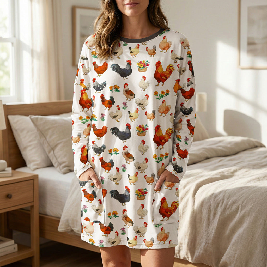 Chicken Long Sleeve Tunic Country Keepsake