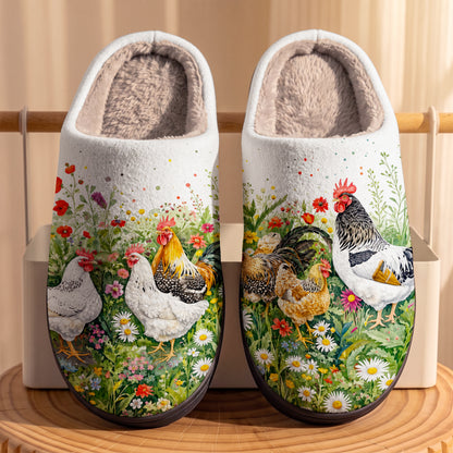 Chicken Fleece Lined Slippers Country Garden Chickens
