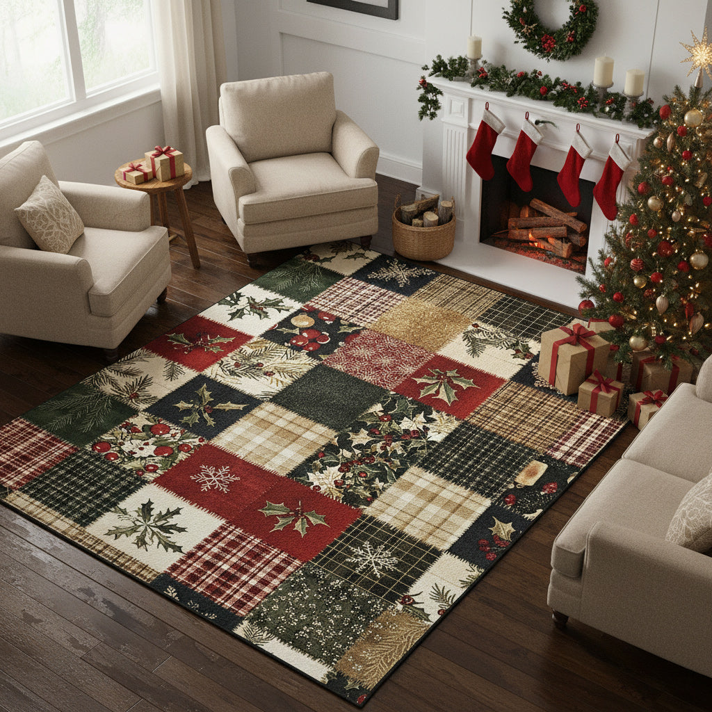 Christmas Area Rug Cozy Christmas Cabin